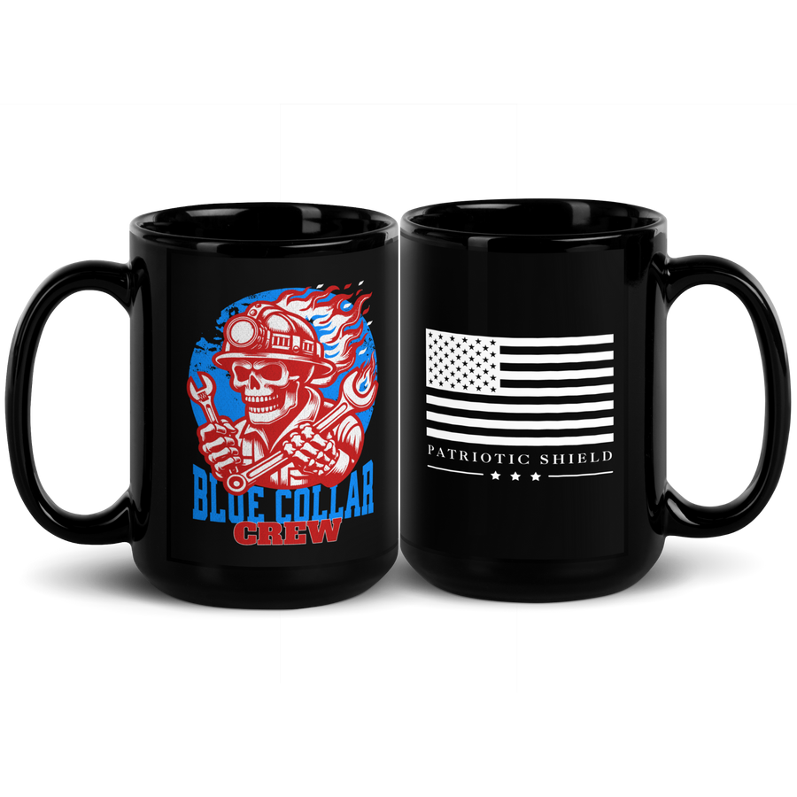 hardworking blue collar drinkware work harder slogan. 15 oz