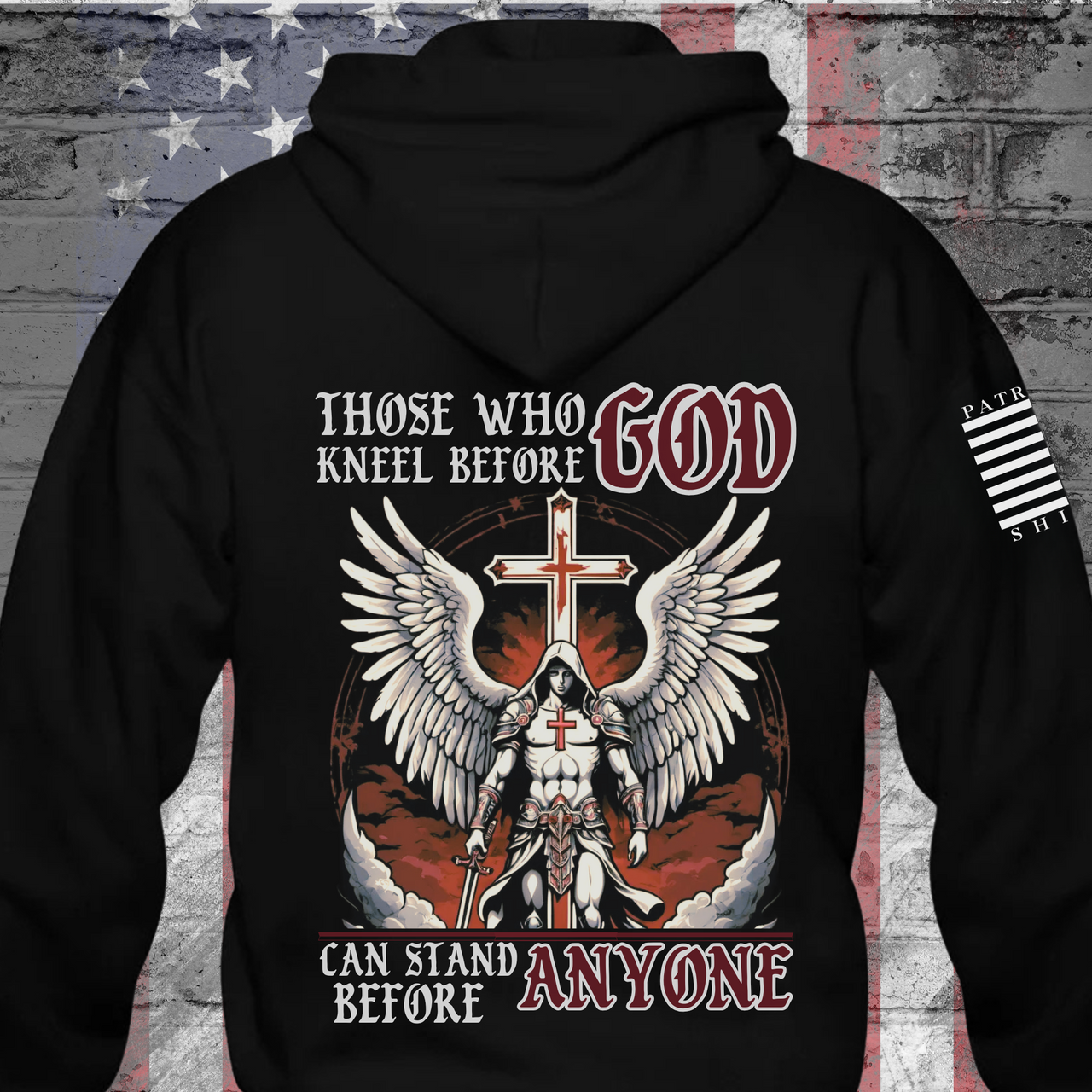 "Faith Unshaken" Hoodie – a symbol of unshakable faith and courage in Christianity.