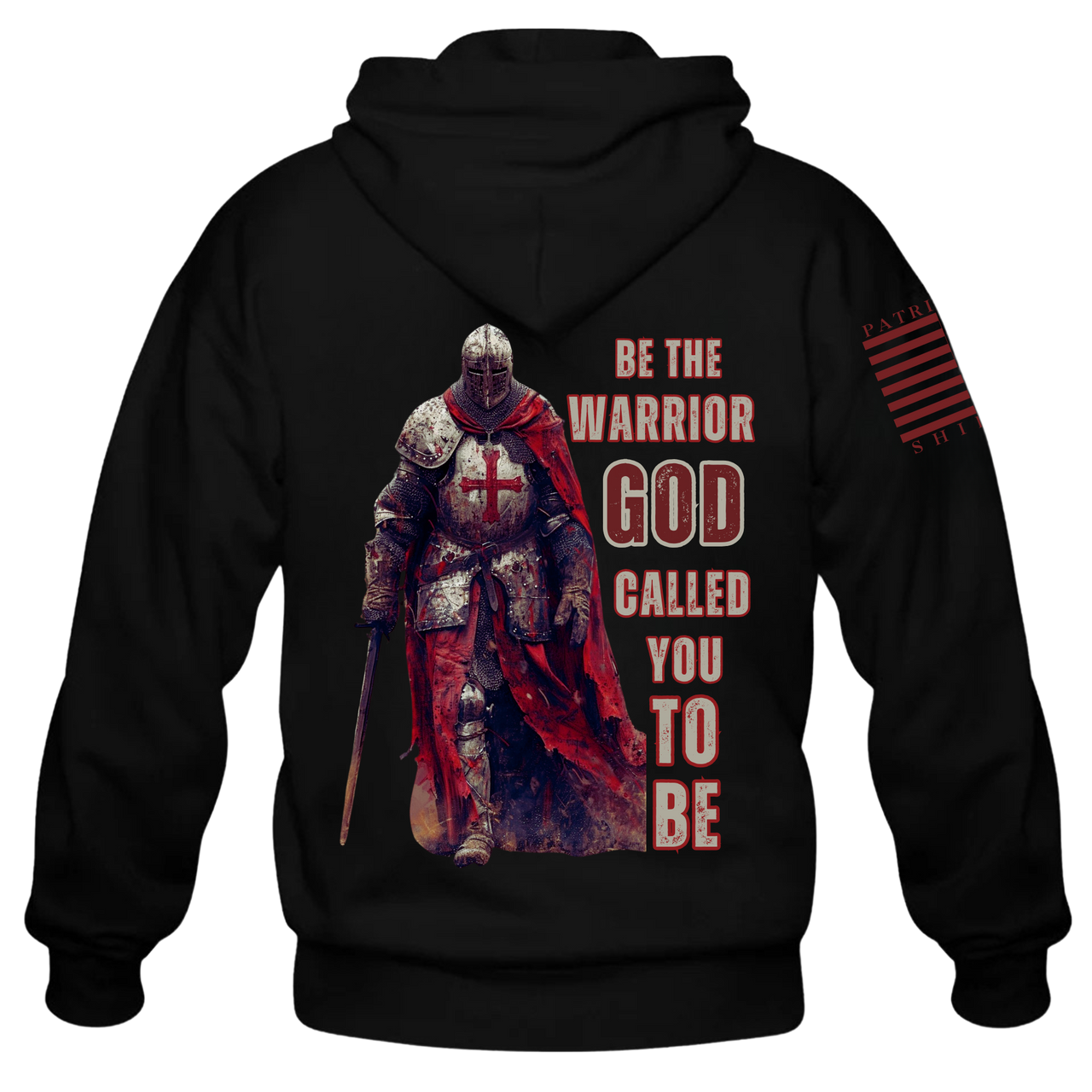 Back view of the "God's Warrior" Hoodie – a bold reminder of strength and resolve in our faith.