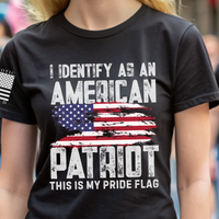 Thumbnail for Close-up of American Patriot print on women’s T-shirt