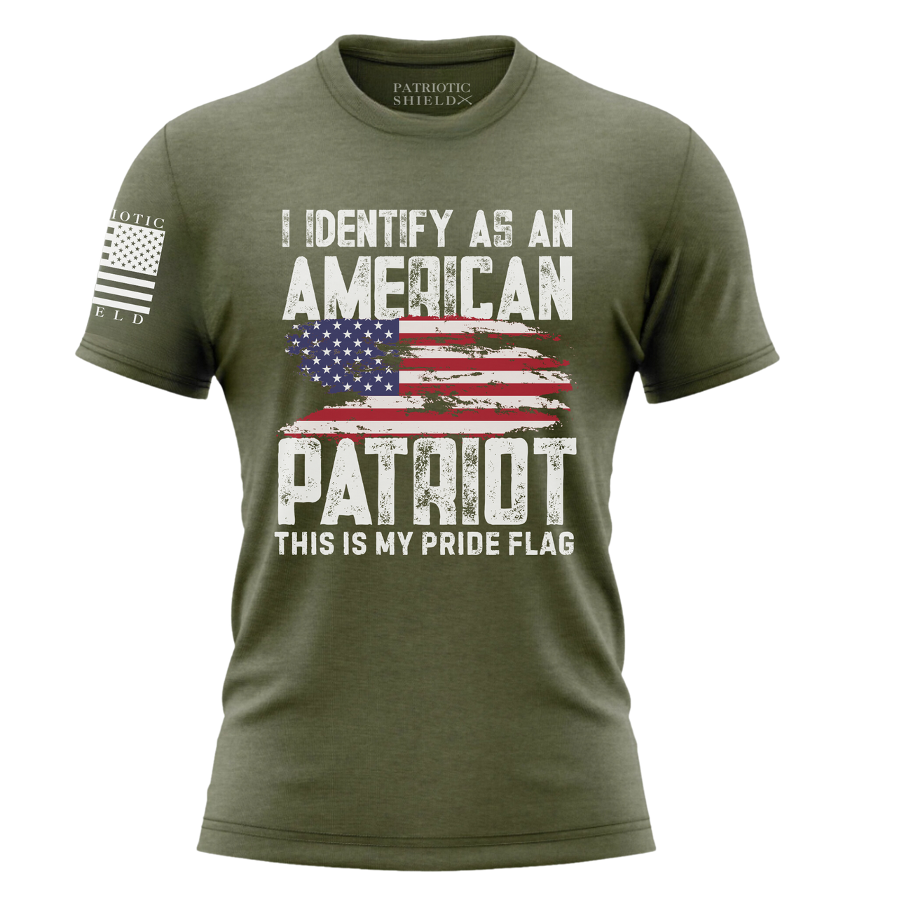 Durable American Patriot T-Shirt for being a proud American. Military Green