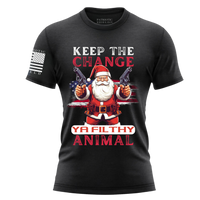 Thumbnail for Pro-America Christmas T-Shirt - Festive and Bold Santa Clause design. black