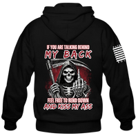 Thumbnail for Back view of our defiant black hoodie, ideal for standing your ground in patriotic defiance. 