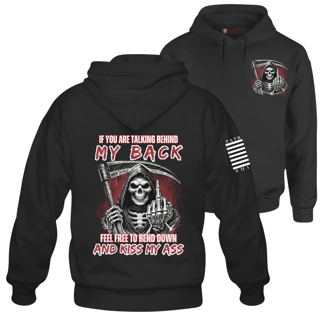 Bold statement hoodie with an unapologetic design is crafted for patriots and rebels who aren't afraid to tell it like it is