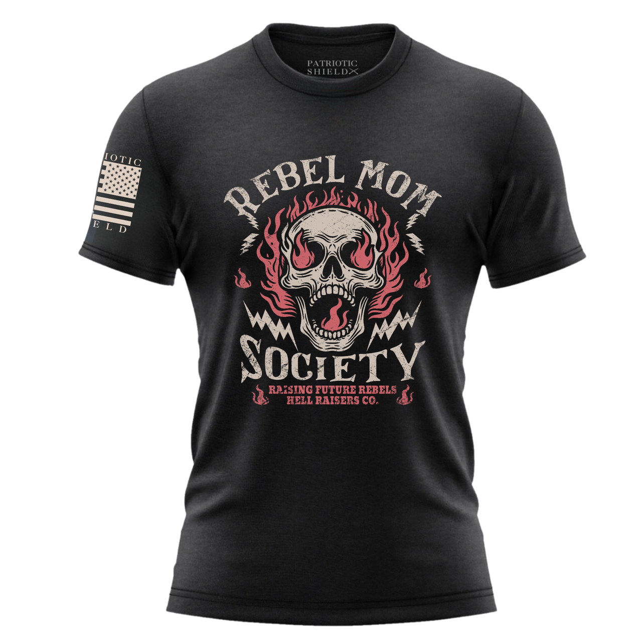 Join the Rebel Mom Society with this striking women's t-shirt. Black