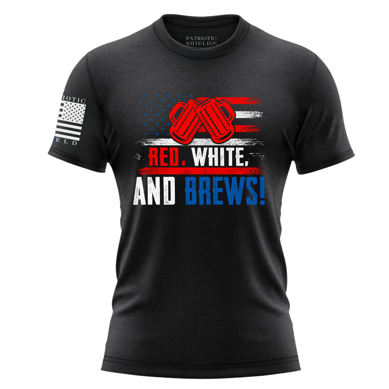 Show off your patriotic spirit with the Red, White and Brews Women's T-Shirt. Black