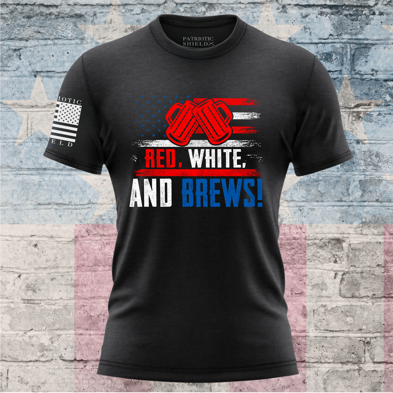 Fun and patriotic Red, White and Brews Women's T-Shirt for summer vibes.