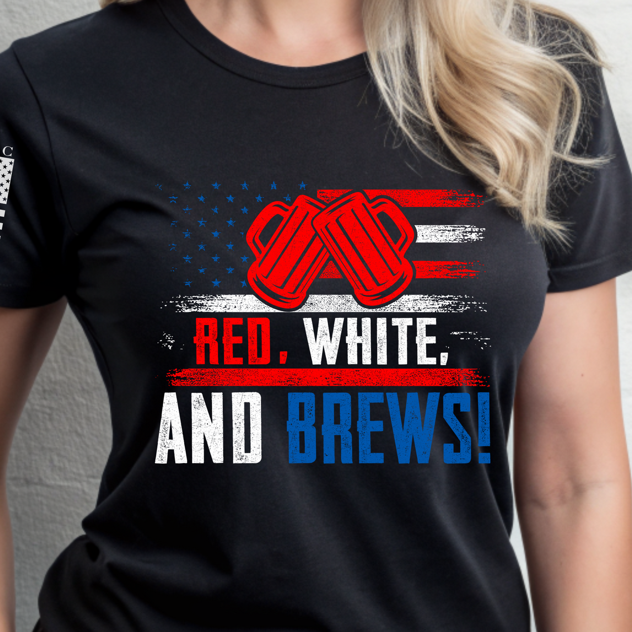 Red, White and Brews Women's T-Shirt - Perfect for Fourth of July celebrations and all summer festivities